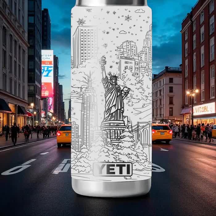 New York City YETI Tumbler – Engraved Skyline & Statue of Liberty